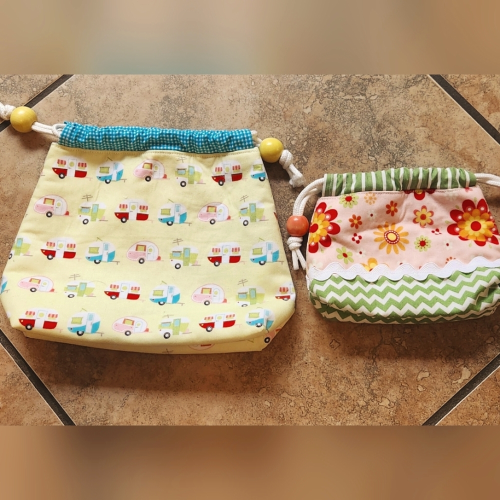 2pk of Hand Crafted Cosmetic Bags